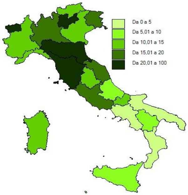 Presain carico servizi prima infanzia (0-3) DATI PER REGIONE (2011/2012) Italia 13,5% Emilia Romagna, Valle D Aosta, Trento, Toscana Sopra il 20% Friuli Venezia