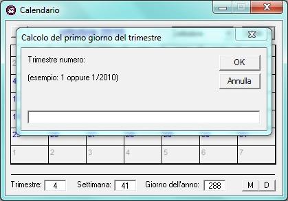 2.1 Selezione di un trimestre, di una settimana o di un giorno dell anno Cliccando due volte con il tasto sinistro del mouse sulla casella Trimestre (figura 2.