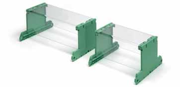 mounting modular supports for PCBs Material: Self-extinguishing Polyamide UL 94V-0 Self-extinguishing PVC UL 94V-0 (extruded version) Colour: Green / Black upon request CARATTERISTICHE Support one