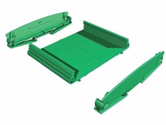 E 107 XT Serie/Series ITALTRONIC Supporti modulari estrusi per schede elettroniche agganciabili su guide DIN (EN 60715) Materiale: BLEND (PC/ABS) autoestinguente Colore: Verde / Grigio antracite