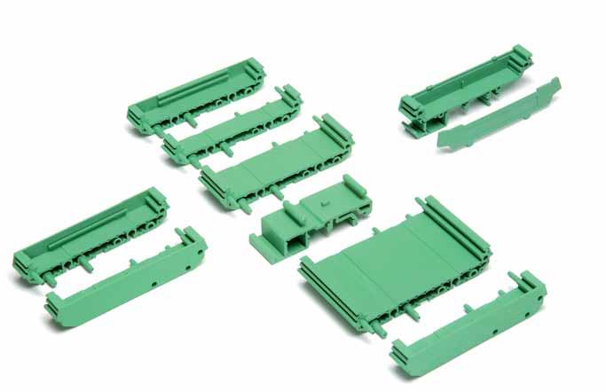 M 72 Supporti modulari per schede elettroniche agganciabili su guide DIN (EN 60715) Materiale: Poliammide UL 94V-0 autoestinguente Colore: Verde / Nero a richiesta CARATTERISTICHE I supporti