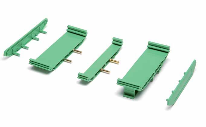 M 107 Supporti modulari per schede elettroniche agganciabili su guide DIN (EN 60715) Materiale: Poliammide UL 94V-0 autoestinguente Colore: Verde / Nero a richiesta CARATTERISTICHE I supporti