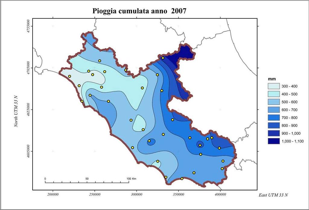 5 Dati idrologici Al fine dell applicazione della metodologia di calcolo illustrata nel capitolo successivo ed in particolare per la valutazione della portata meteorica, è stato necessario effettuare