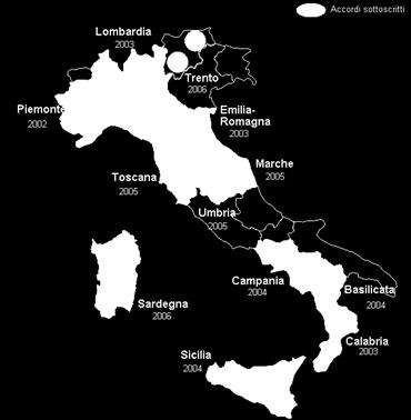 2004 - Accordo di Programma Conferenza Presidenti Regioni e Province Autonome (coordinamento della Conferenza da parte della Regione Abruzzo); 2005 Attivazione Tavolo di coordinamento VAS con