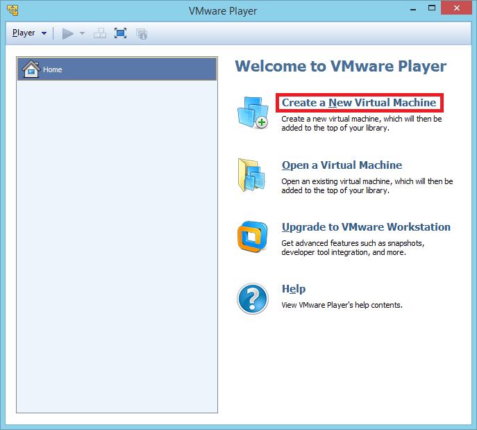 2. Creazione della macchina virtuale 1. Avviare VMWare Player dal menu Start Programmi VMWare Player. 2.