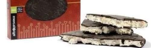 Torrone morbido - Bio ricoperto di cioccolato fondente Codice: 684 Peso: 120 g Prezzo al pubblico: 4,20 (IVA 10% inclusa) Confezione: 12 pz Settore sconto: S4 % ingredienti del commercio equo: 94%