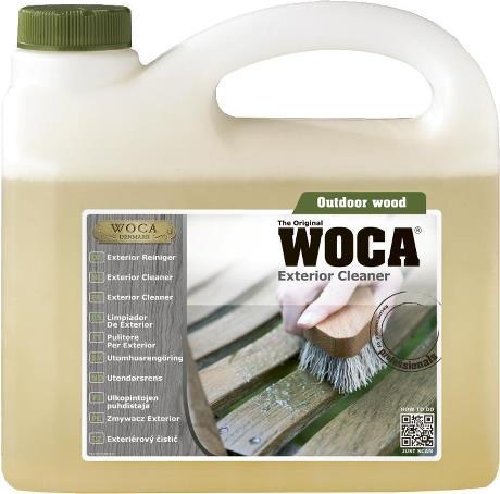 WoCa Pulitore per esterni WoCa Exterior Cleaner IL PULITORE PER ESTERNI WOCA (Exterior cleaner) è adatto alla pulizia di legni da esterno. Rimuove sporco, muschio e residui di olio.