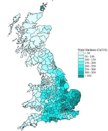 diversi distretti della Gran Bretagna University of East Anglia and Drinking Water Inspectorate.