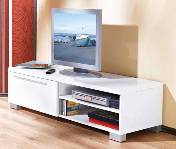 H 117,5 cm, 112x45 cm Mobile TV «White» Maniglie: alluminio.
