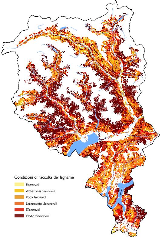 Figura 42 Carta delle condizioni di raccolta del legname [fonte: