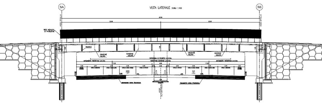 Per questi casi, illustrati nella tavola di disegno dedicata, viene adottata uno soluzione strutturale per l impalcato, le spalle e le pile del tutto identica a quelle precedentemente illustrate per