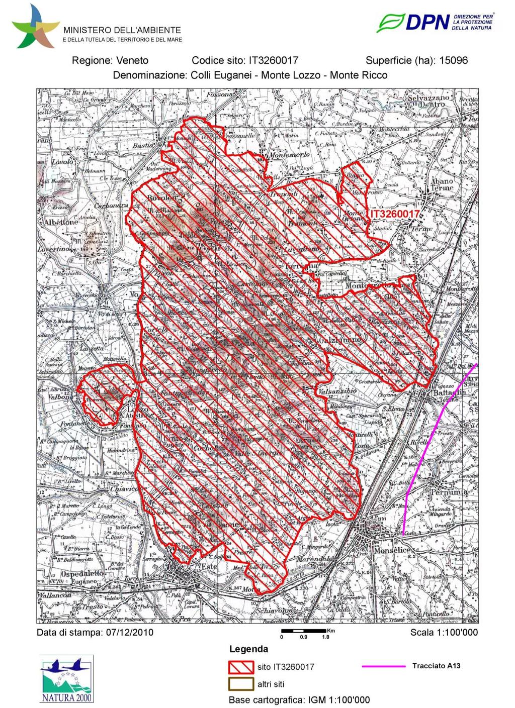 Figura 1-1 Localizzazione del sito Natura 2000 rispetto al