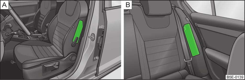 L'airbag ginocchia conducente A è collocato nella parte inferiore della plancia sotto il piantone sterzo» fig. 167.