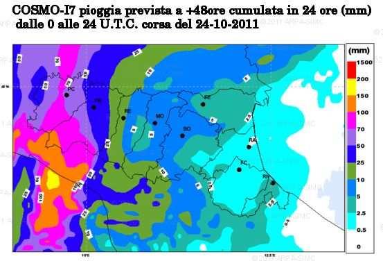 Figura 28: Previsioni di pioggia del 24