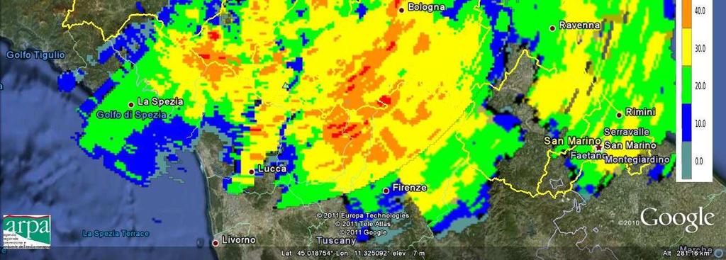 Appennino permane una vasta area di precipitazione.