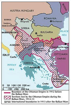 Guerre balcaniche 1912-13 1912 Nascita Albania (in funzione antiserba) Ridefinizione confini: Serbia in posizione predominante nei Balcani Prende piede idea di Grande Serbia: La Serbia, una volta