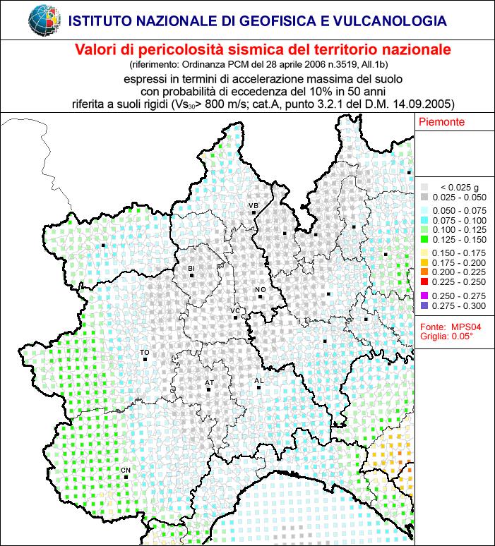 L'allegato A di tali Norme prevede che l'azione sismica di riferimento per la progettazione venga definita sulla base dei valori di pericolosità sismica proposti dall INGV al termine del Progetto S1