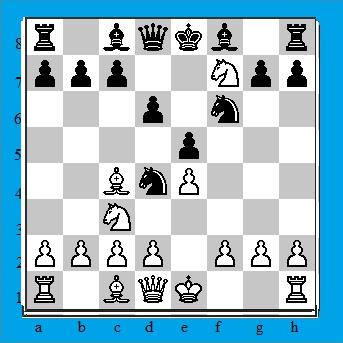 Il nero non si avvede della trappola imminente e gioca d6 in modo da liberare la diagonale di alfiere ed a questo punto il bianco gioca C f7 Il Cavallo non può essere preso dal Re dato che è protetto
