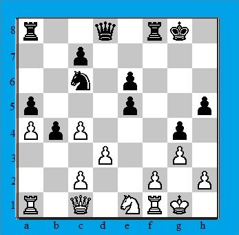 16 ) a4 b4. Il nero rifiuta lo scambio e scavalca il mio pedone. Io faccio lo stesso con il pedone in c3 ed in questo modo risolvo l impedonatura. 17)c4 h5.