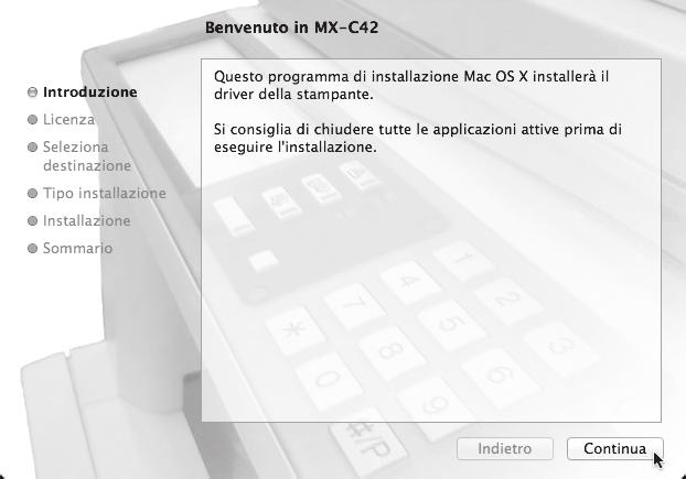 3 CONFIGURAZIONE IN AMBIENTE MACINTOSH Questa sezione descrive le modalità di installazione del file PPD per consentire la stampa da un computer Macintosh e di configurazione delle impostazioni del