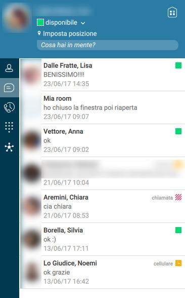 3. Selezionare la conversazione che si vuole aprire e cliccare il tasto destro del mouse. Nel menu delle opzioni, selezionare Chat. 4.