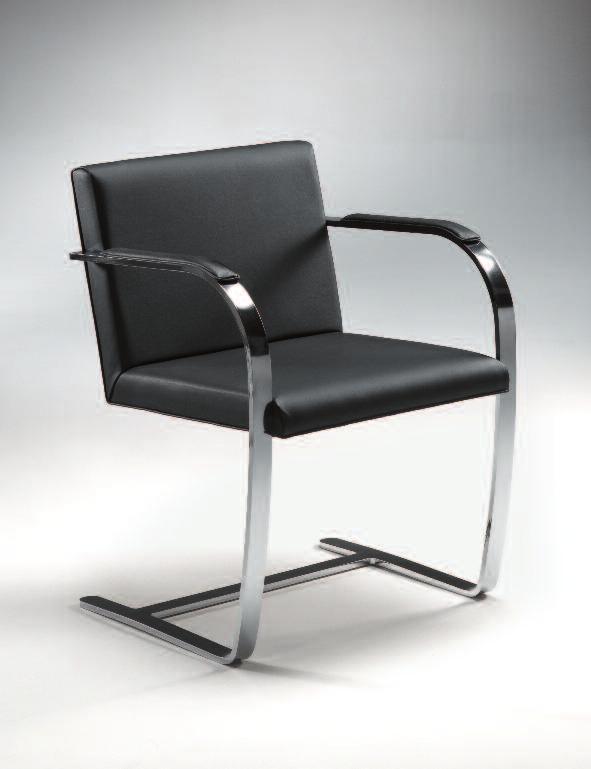 Chair with frame in chrome-plated steel, seat and back in wood with elastic straps, upholstered in leather. Art. 238 - cm. H78 - L55 - P57 - H.