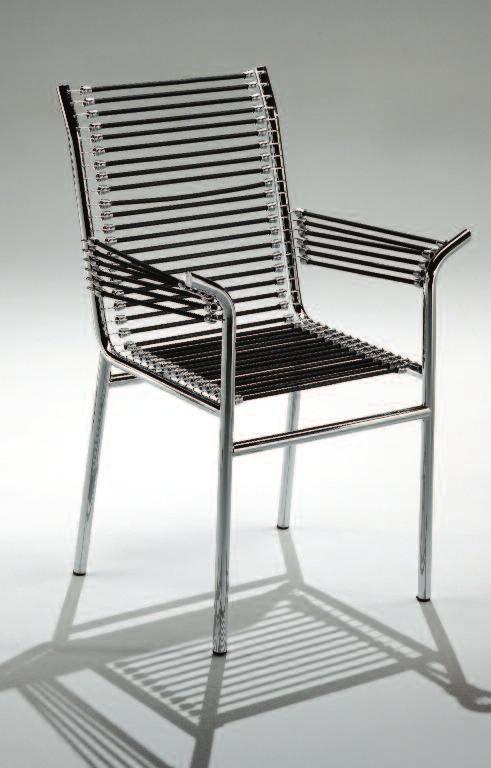 Chair mirror polished and chrome-plated steel tube frame, elastic cords covered in cotton cloth. Art. 311 - cm.