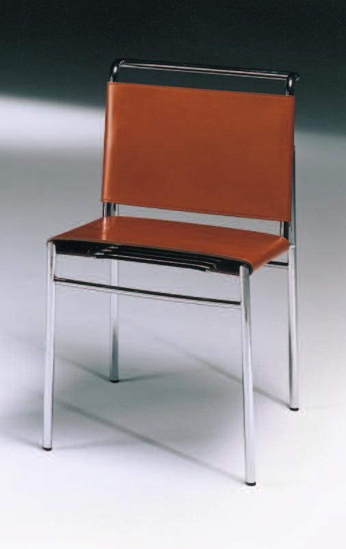 metallo cromato. Armchair hardwood frame in foam and leather covered, chromed metal basement. E I L E E N G R A Y Art.