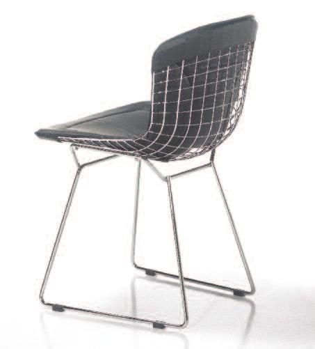 Chair in draw-wired chrome-plated steel frame, seat in foam covered