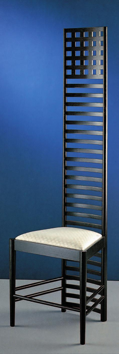 Chair with oval backrail and arms, ebonized open pore ash with padded seat cushion. Art. 633 - cm.