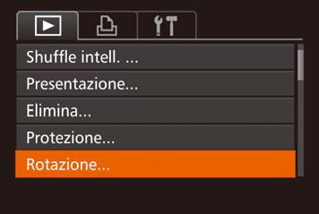 Rotazione delle immagini Modificare l orientamento delle immagini e salvarle attenendosi alla seguente procedura. 1 Scegliere [Rotazione].