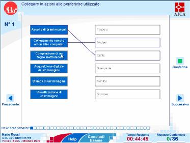 quadrattino BLU individua la domanda corrente, quello VERDE le domande confermate e quello BIANCO le domande che devono ancora essere confermate.