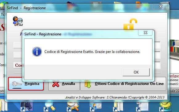 8) Messaggio finale di effettuata registrazione (vedi fig.13). (fig.