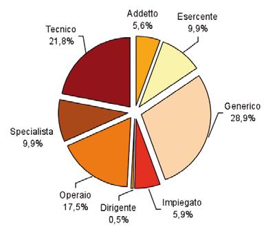 FABBISOGNO PROFESSIONALE L analisi degli avviamenti effettuati nel 2008 secondo la qualifica professionale evidenzia la consistente richiesta di figure professionali con qualifica generica (29%), a