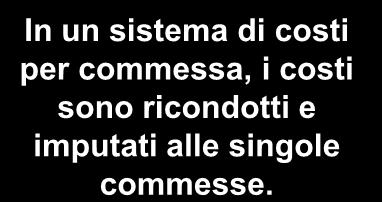 Confronto fra costi per commessa e per processo Materiali diretti In un sistema di costi per commessa, i costi sono ricondotti