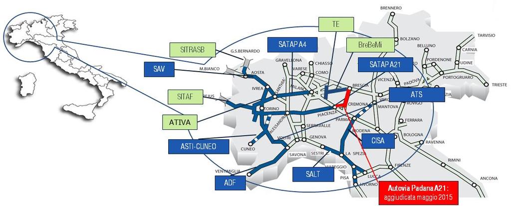 ANDAMENTO DELLA GESTIONE NEI SETTORI DI ATTIVITA Settore Autostradale Alla data del 30 giugno 2017, il Gruppo SIAS gestisce una rete autostradale di circa 3.