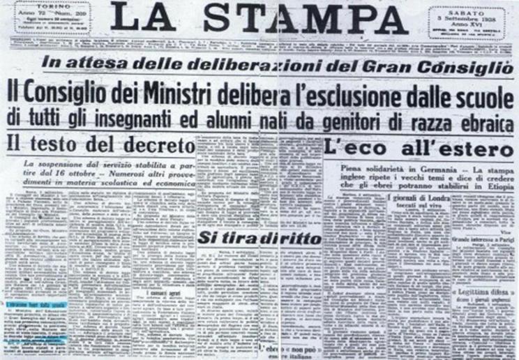 Gli ebrei in Italia e le leggi razziali del 1938