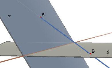 Dato un piano π si fissi su di esso un [punto, estremo] B e per esso si conduca una [semiretta, retta] r che sia [incidente, parallela] a π.