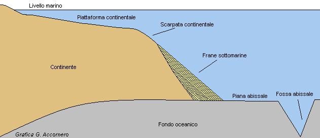La crosta continentale comprende anche tutti i territori sommersi a profondità inferiori ai 2500 metri.