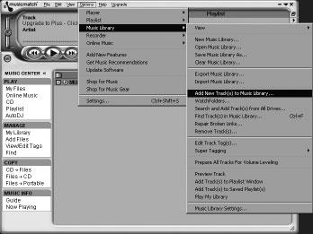 USB PC Link Usare il software MusicMatch Per creare una libreria di musica riprodotti. Oppure potete cliccare sul pulsante Open sulla finestra Playlist per cercare e aggiungere musica alla Playlist.