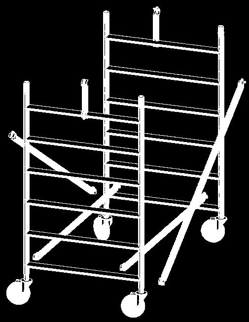 Dimensione base (comprese le ruote) mm 1980x1120 Dimensione base (compresi staffoni laterali) mm 2730x2850 Altezza base con ruote dal suolo mm 2030 Altezza campata di prolunga mm 2005 Dimensione