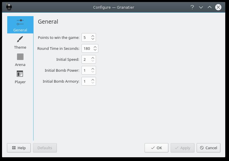 Capitolo 4 Configurazione del gioco Per aprire la finestra di configurazione, seleziona Impostazioni Configura Granatier... 4.1 Generale Puoi modificare i punti necessari per vincere il gioco e il tempo del turno.