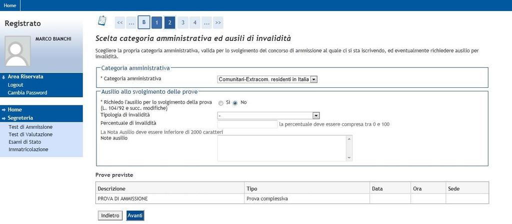 Selezionare la categoria amministrativa e indica «Comunitari ed extracomunitari residenti in Italia».