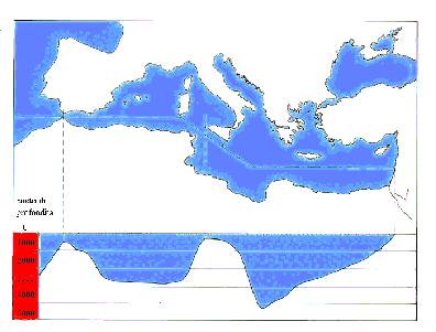 Un esempio: la soglia di Gibilterra Il meccanismo che definisce il ricambio delle acque tra mare Mediterraneo ed oceano
