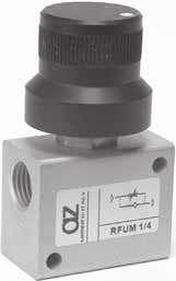 regolatori di flusso unidirezionali uni-directional flow regulators con manopola with knob RFUM 1/8 RFUM 1/ I modelli RFU 1/8.2 e RFU 1/ sono disponibili nella versione con regolazione a manopola.