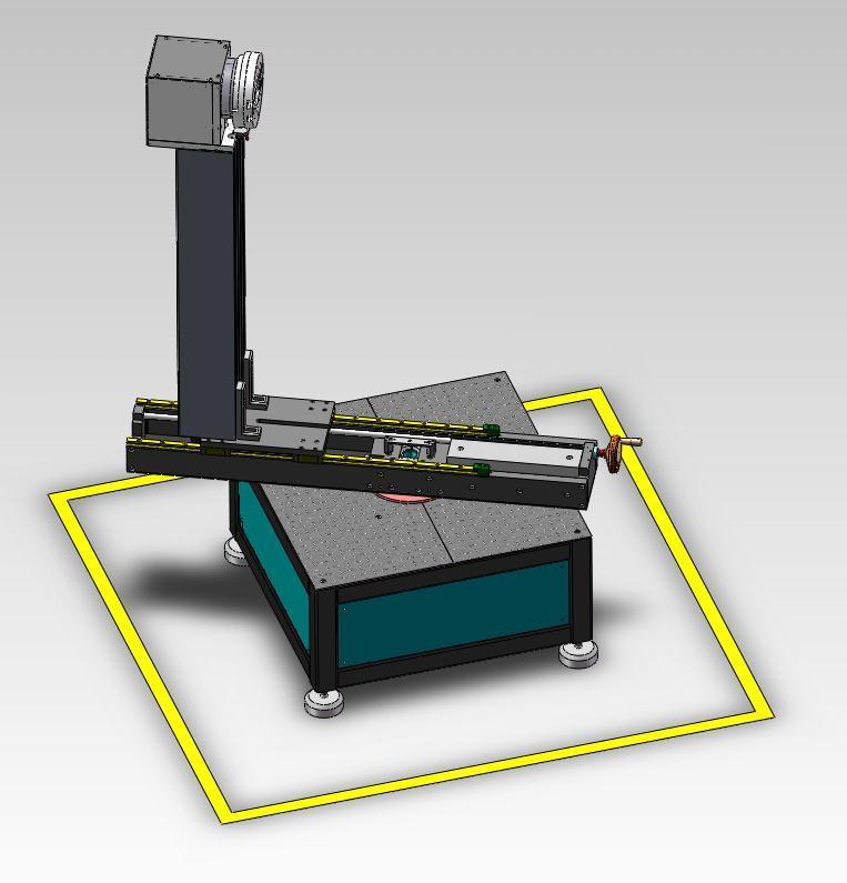 Il supporto è dotato inoltre di sistema laser per la verifica dell allineamento del componente luminoso montato sul Goniofotometro.