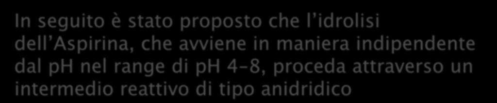 rev. 1960, 60, 53-113 In seguito è stato proposto che l idrolisi dell Aspirina, che avviene in