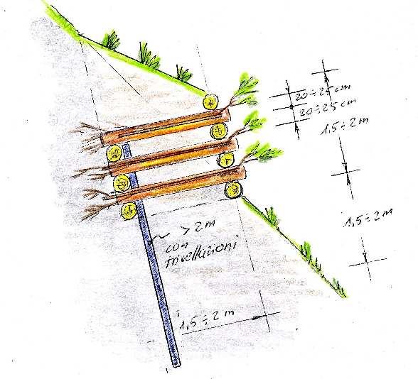 Figura 11 Ancoraggi per la stabilizzazione di opere naturalistiche. a) ancoraggio con profilati in acciaio; b)esempio di ancoraggio a rapida infissione; c) ancoraggio attraverso l uso di micropali.