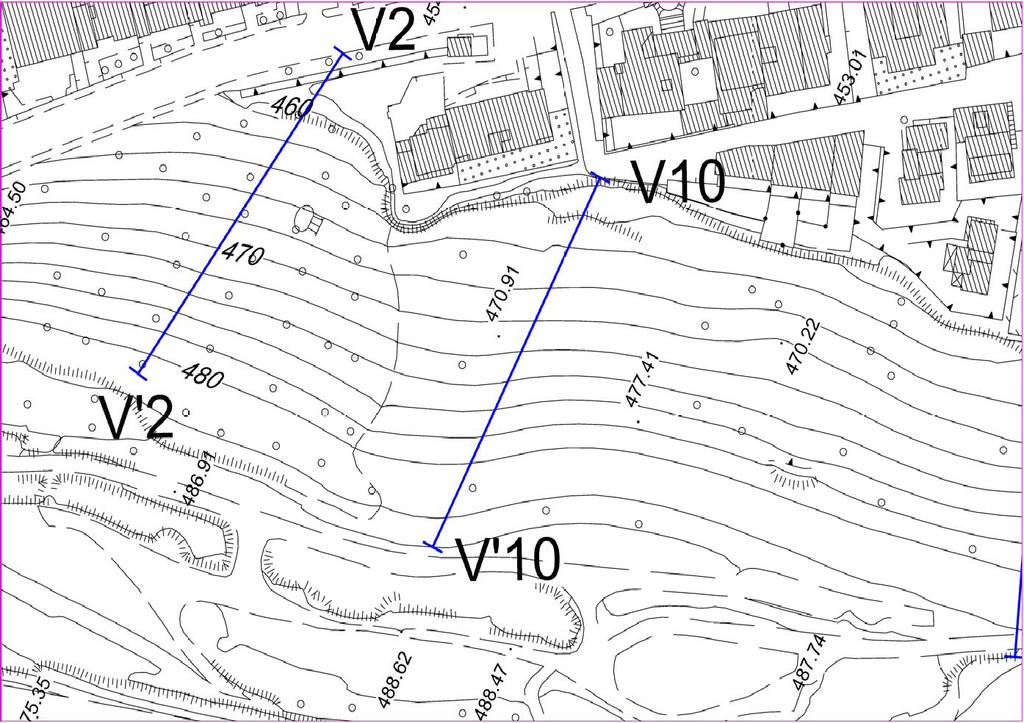Figura 28: Stralcio planimetrico non in scala traccia di sezione V10 V10 Categoria sottosuolo: B Parametri sismici su sito di riferimento S.L.