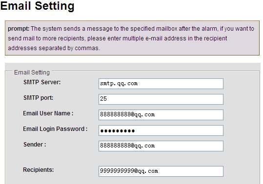 8.14 Email Cliccate sull icona Email per entrare nel relativo menu. L interfaccia web della centralina sarà come nella foto qui in basso: Permette di impostare i parametri per l invio delle email.